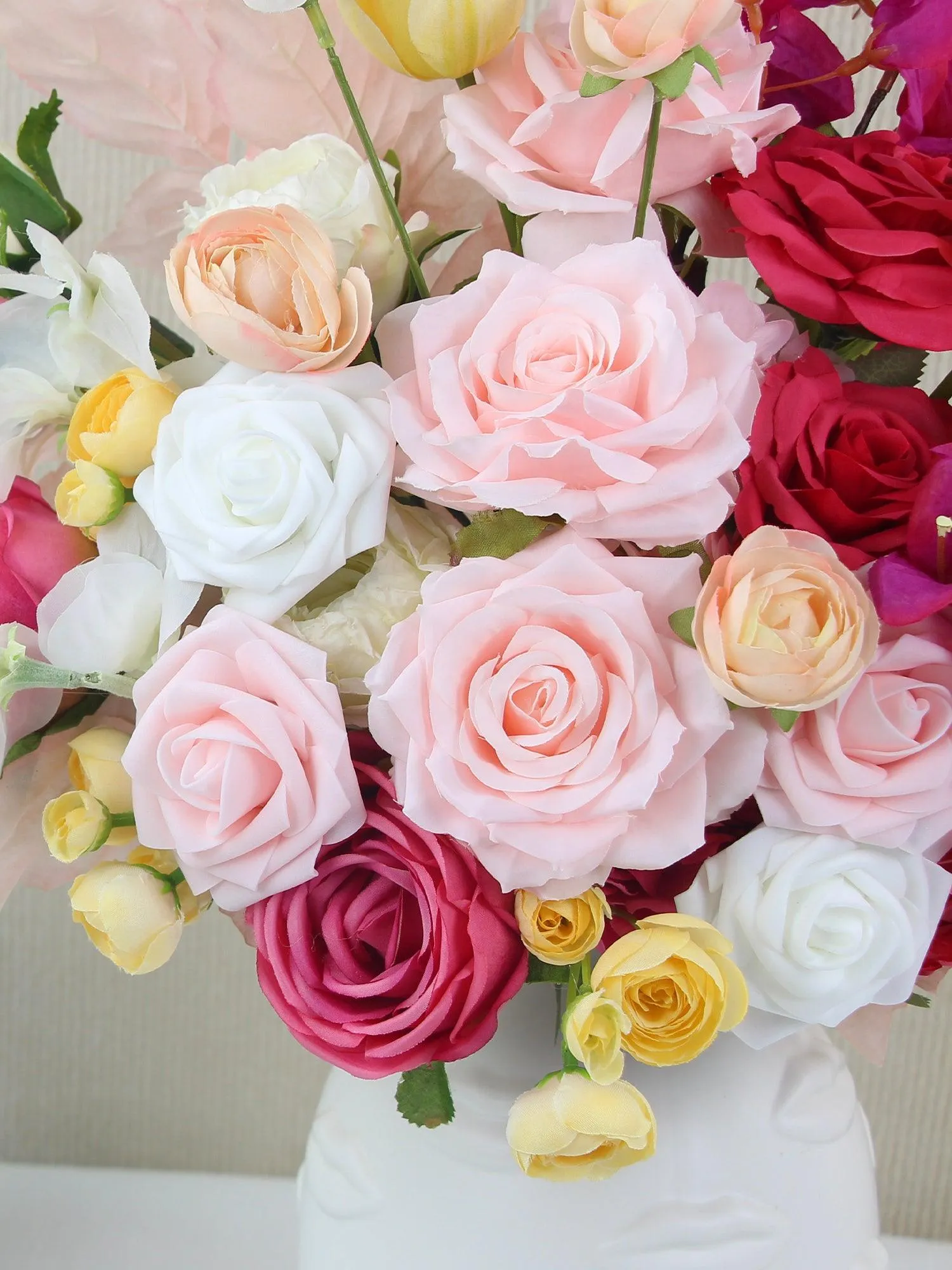 15.7 inch wide Magenta Pink & Blush Bridal Bouquet