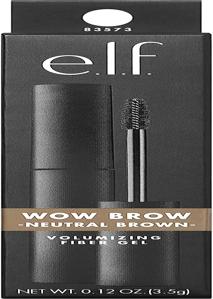 e.l.f. Wow Brow Gel, Volumizing, Buildable, Wax-Gel Hybrid, Creates Full, Voluminous-Looking Brows, Locks Brow Hairs in Place, Neutral Brown, Fiber-Infused 3.5G