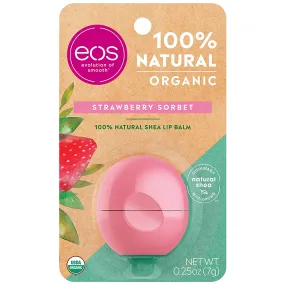 Eos USDA Organic Lip Balm - Strawberry Sorbet | Lip Care to Moisturize Dry Lips | 100% Natural and Gluten Free | Long Lasting Hydration | 0.25 Oz