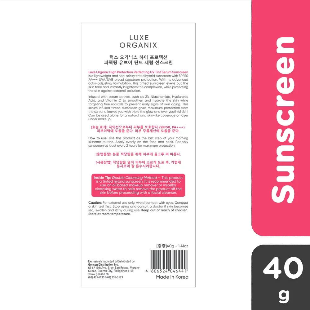 Luxe Organix Perfecting UV Tint Serum Sunscreen SPF 50 PA     40ml