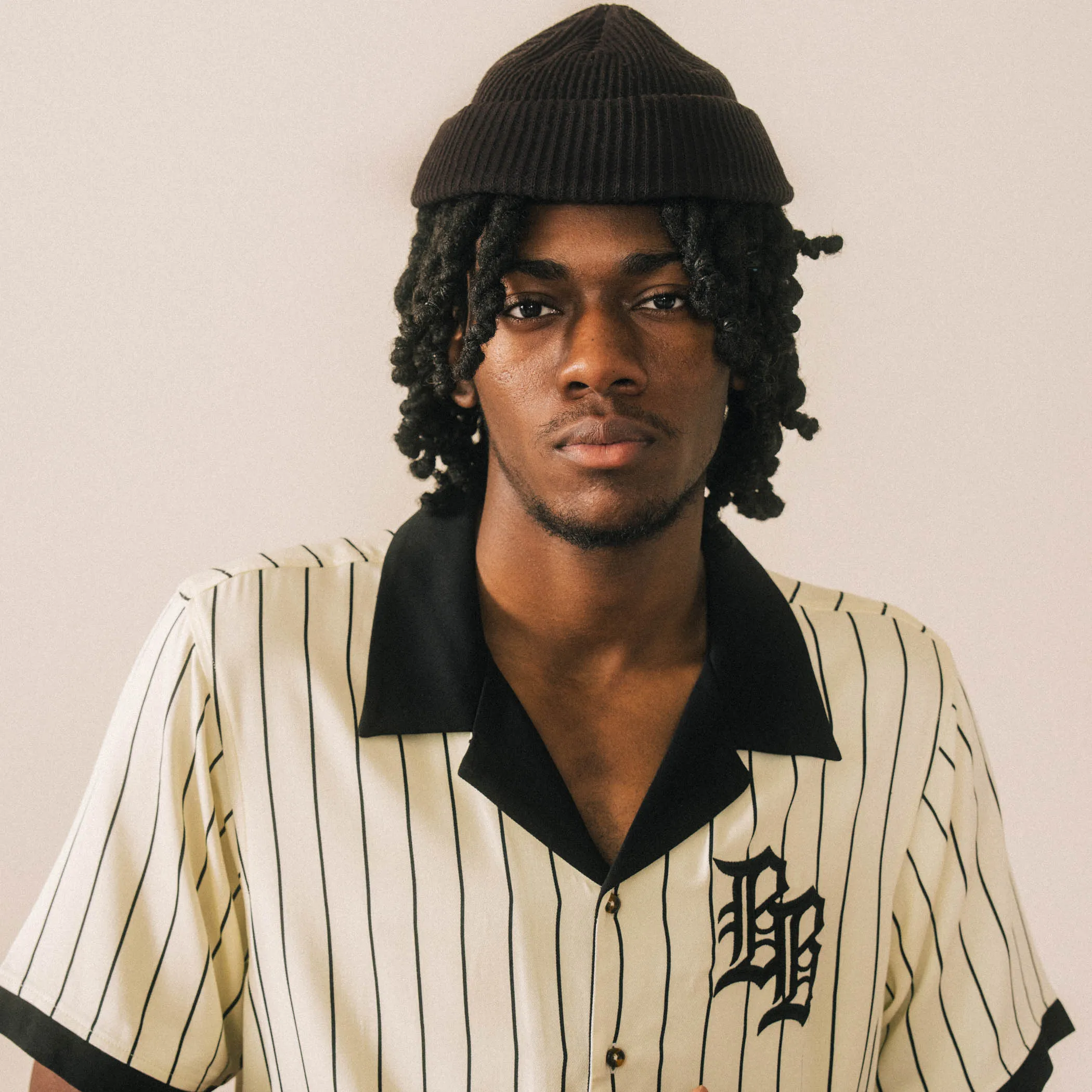 Old English BB Button-Up - Cream Pinstripe