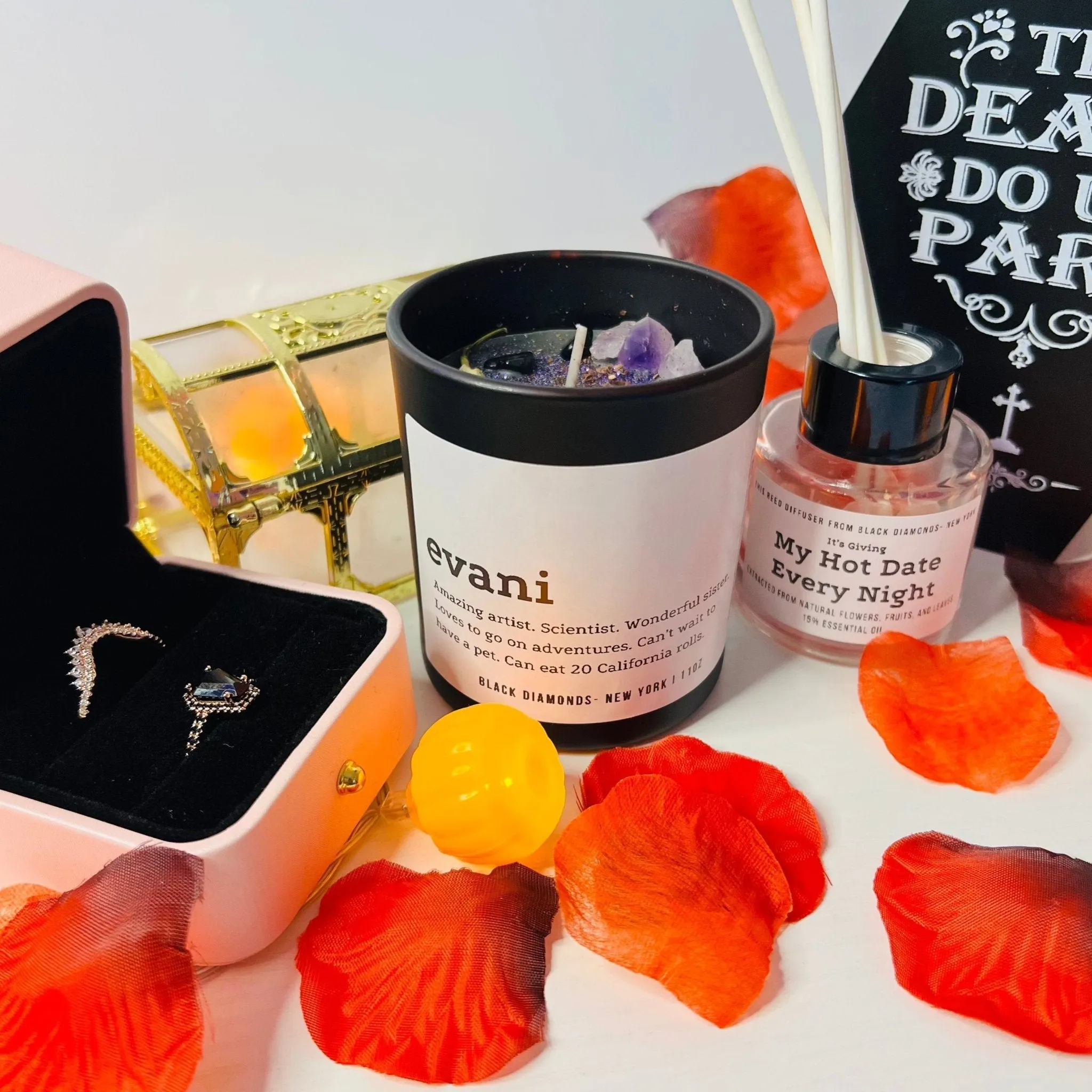 Sea Salt and Sage Natural Crystal Personalize Candle Luxury Gift Set