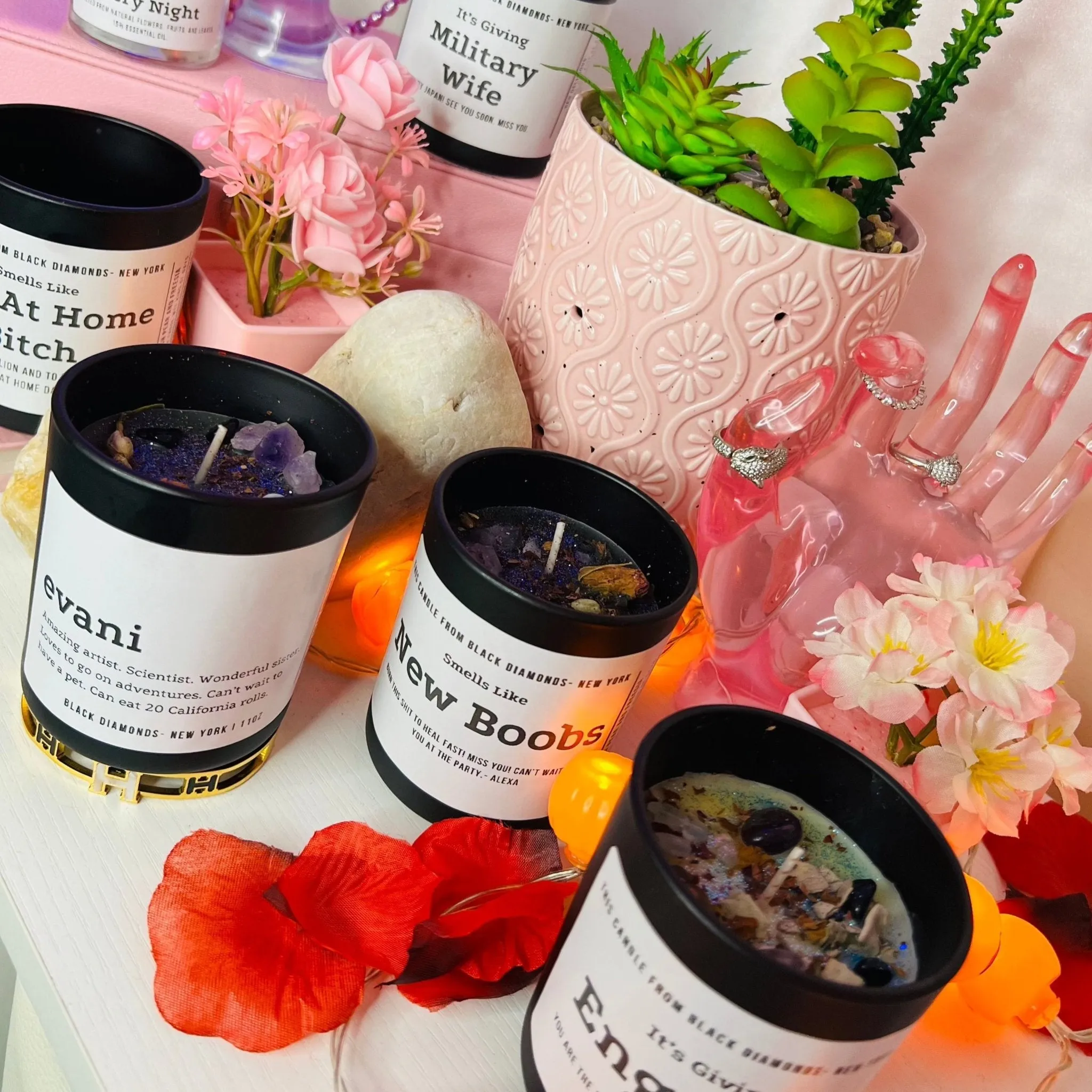 Sea Salt and Sage Natural Crystal Personalize Candle Luxury Gift Set