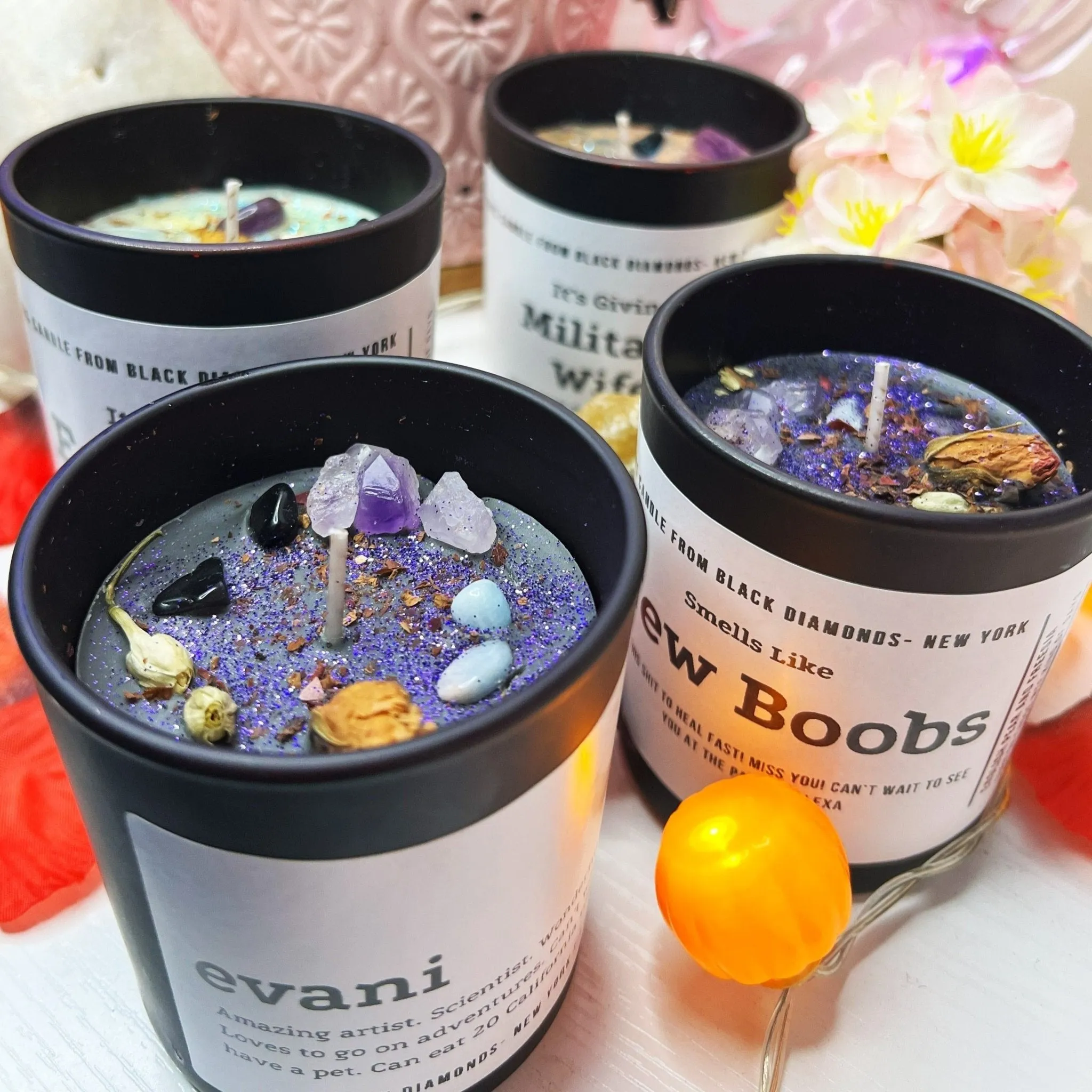 Sea Salt and Sage Natural Crystal Personalize Candle Luxury Gift Set