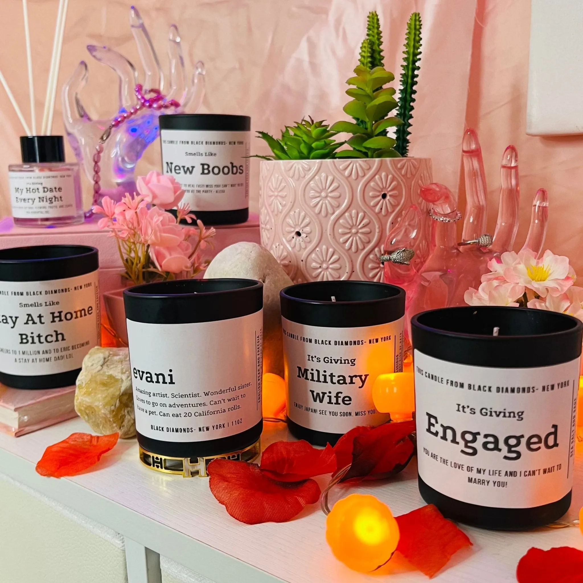 Sea Salt and Sage Natural Crystal Personalize Candle Luxury Gift Set
