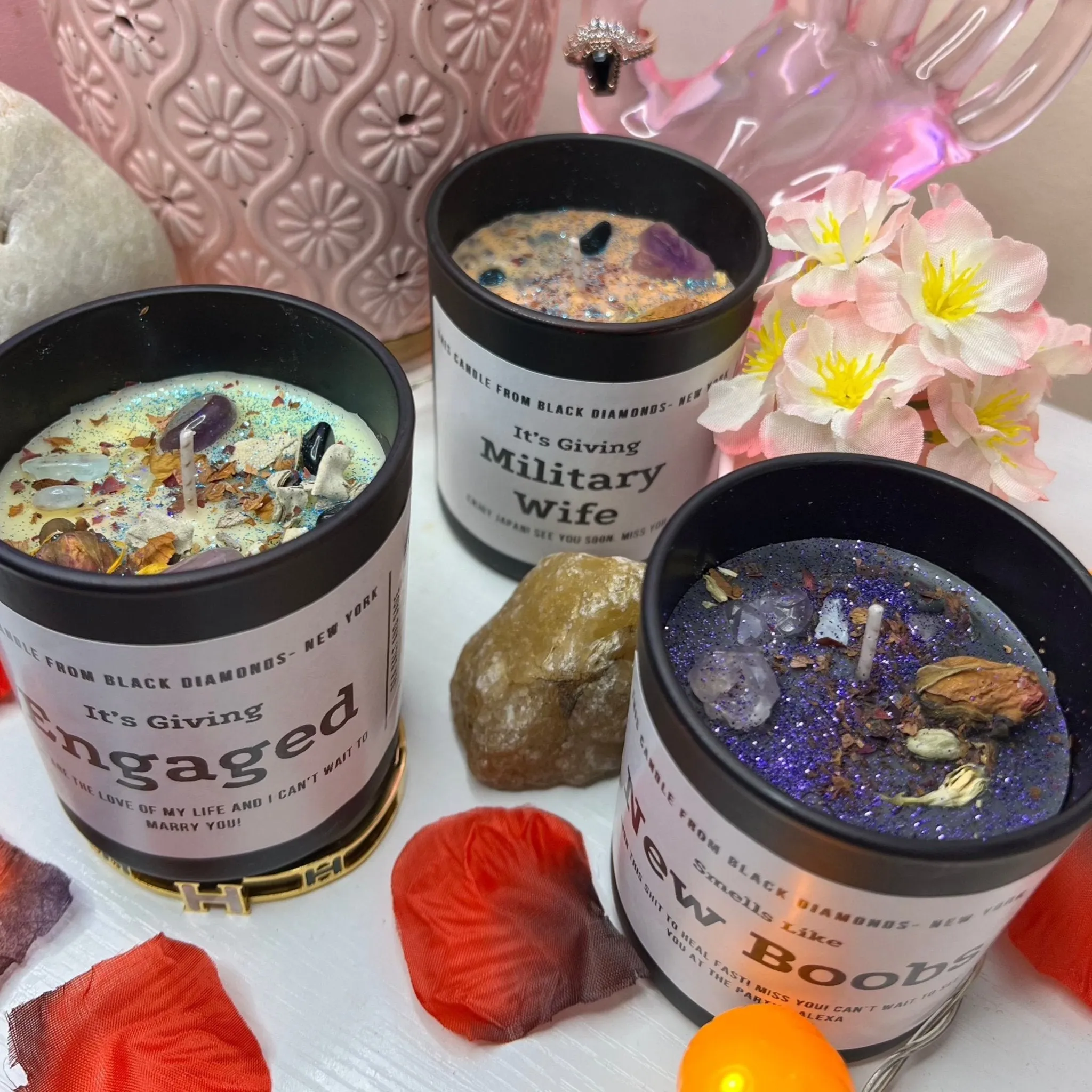 Sea Salt and Sage Natural Crystal Personalize Candle Luxury Gift Set