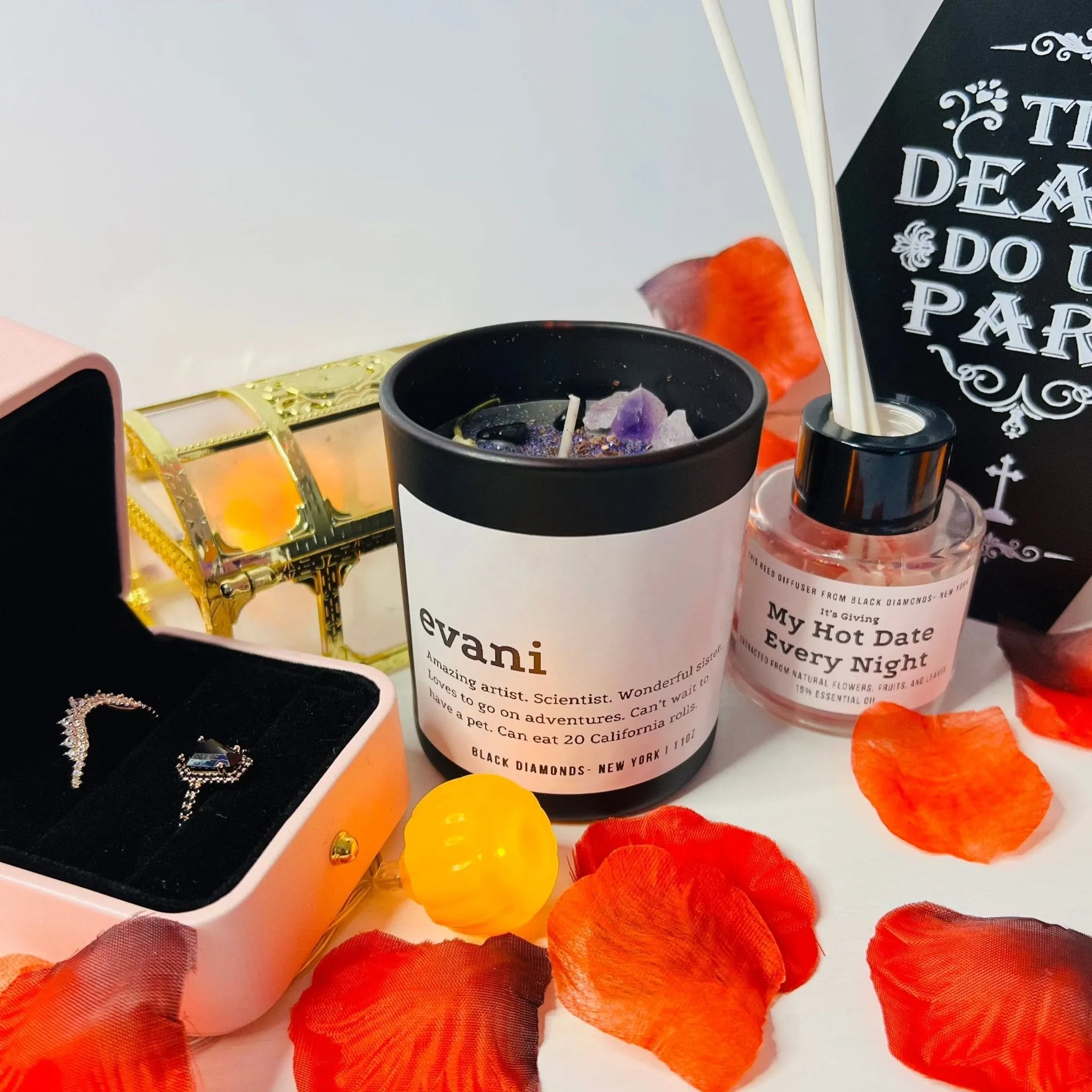 Sea Salt and Sage Natural Crystal Personalize Candle Luxury Gift Set