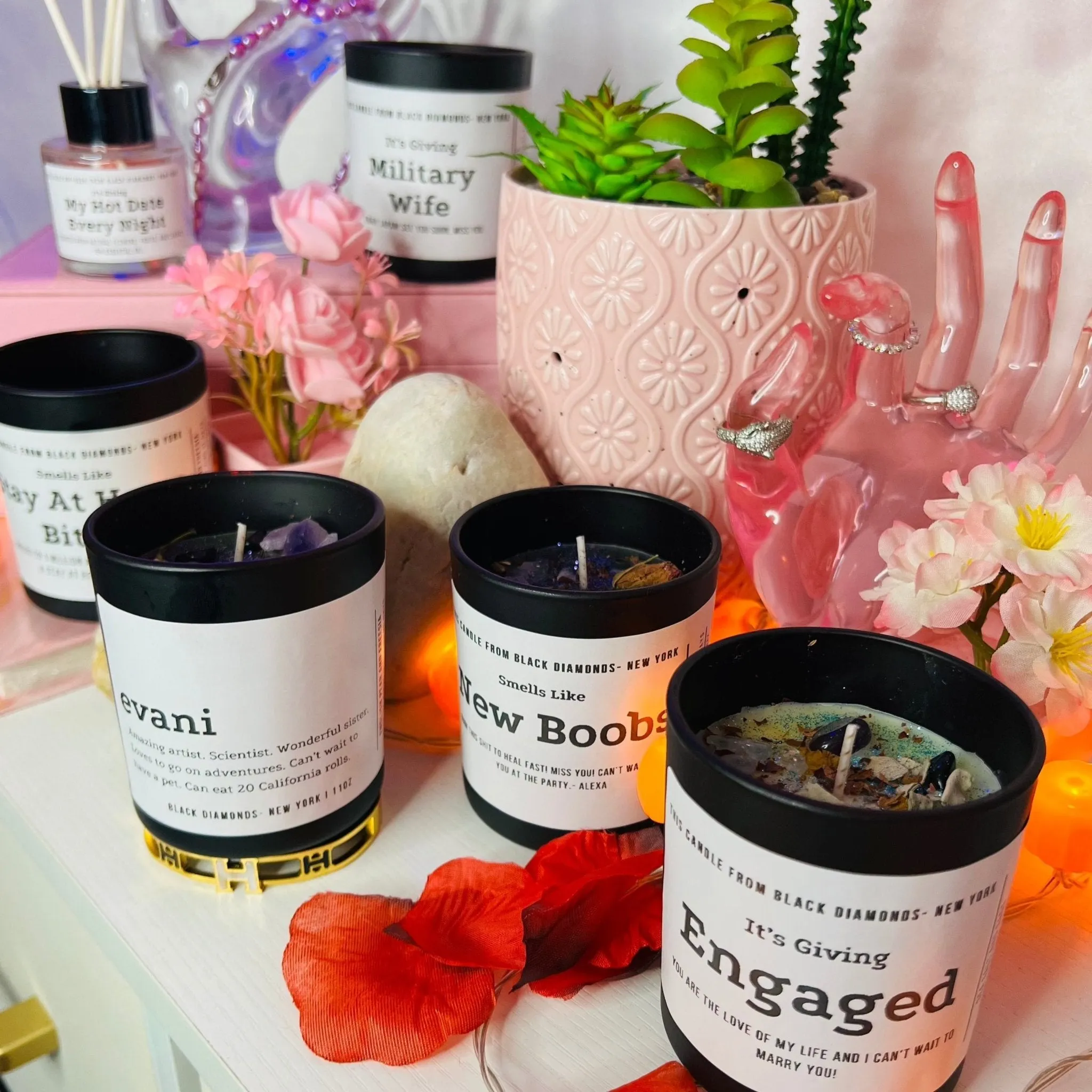 Sea Salt and Sage Natural Crystal Personalize Candle Luxury Gift Set