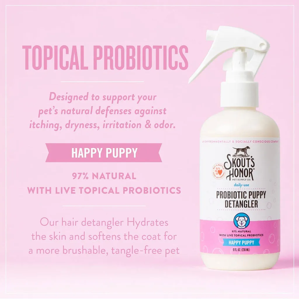 Skout's Honor Happy Puppy Probiotic Daily Use Dog Hair Detangler, 8-oz